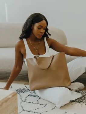 Everyday Large Tan Tote Bag with Clean Lines